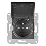 Pin socket outlet, flap cover, cage clamps, anthracite
