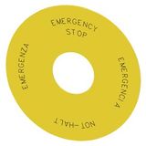 Backing plate round, for EMERGENCY STOP mushroom-type actuator, yellow, self-adhesive, outer diameter 75 mm, inside
