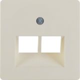 Central plate for FCC soc. out. 2gang, com-tech, white glossy