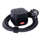 Electr On 1 gang USB A+C black finish 2,5M cord French/schuko plug