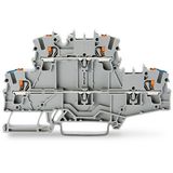 Double-deck terminal block 2-level through type gray push-button