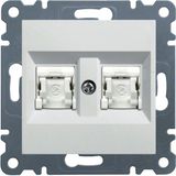Data socket 2xRJ45 Cat.5e UTP-white