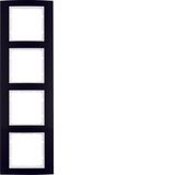 Frame 4gang, B.3, al. black/p. white matt, al. anodised