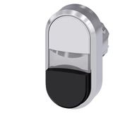 Twin pushbutton, 22 mm, round, metal, high gloss, white, black