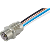 M12 Power female recept. L-cod. front PE-X-wires 5x2.5 UL 0,2m