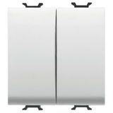 TWIN TWO-WAY SWITCH 250V ac - QUICK WIRING TERMINALS - 1P 16AX - NEUTRAL BUTTON - 2 MODULES - SATIN WHITE - CHORUSMART