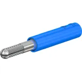 Screw-clamping adapter, 4 mm plug, spreadable to 4 mm socket, blue, CAT II, 24.0163-23