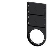 Label holder, flat, black, for 2 labelling plates 17.5x27 mm, for snapping on