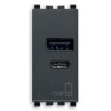 A+C-USB power unit 15W 5V 1M grey