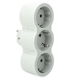 MOP STD SCH 2P+E 16A 3 FRONT OUTLETS WHITE/GREY
