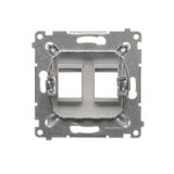 Double IP44 socket outlet with Schuko earthing and shutters, surface mounted - Scandinavian version, (Complete product), 16A, 250V, Screw, white