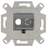 Mounting adapter, 2-fold, mouse gray (similar to RAL 7005), for 2 BNC-C/IEC or RCA sockets, for TAE covers