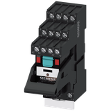 Plug-in relay complete unit 24 V AC, 4 change-over contacts LED module red base