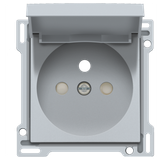 Finishing set for socket outlet with hinged lid, pin earthing and shutters, flush-mounting depth 28.5 mm, sterling coated