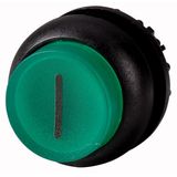 M22S-DRLH-G-X1 Illuminated pushbutton actuator, RMQ-Titan, Extended, maintained, green, inscribed, Bezel: black