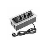 Furniture socket SOFT, 3xSHUKO, cable 1.5 m, aluminum