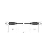 Actuator and Sensor Cable, PUR Extension Cable   PKG3S-0.3-PSG3S/TXL