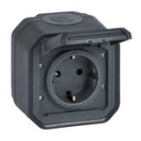 PLEXO GERMAN STANDARD SOCKET OUTLET WITH SCREW TERMINALS - ANTHRACITE - SURFACE