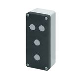 Aluminium push-button enclosure M10 85x200x65, 4 holes Ø 22, with cable entry