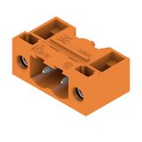 PCB plug-in connector, male header, Flange, THT solder connection, 5.08 mm, Number of poles: 2, 90°, Solder pin length (l): 3.2 mm, tinned, orange, Box