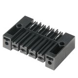 PCB plug-in connector, female header, Clip-on flange, inverted, THT solder connection, 7.62 mm, Number of poles: 5, 90°, Solder pin length (l): 3.5 mm, tinned, black, Box