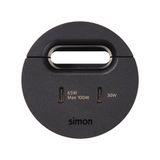 Furniture charger USB-C 100W double with grommet (cable outlet), Simon 400 Flash 60, IP20, black, Mount. dimen.: Ø54mm