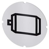 Inscription plate for illuminated pushbutton, round, milky, icon: Electric motor