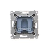 Double socket outlet with Schuko earthing, white, 16A