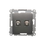 Double aerial socket type "F", anthracite, metalic