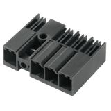 PCB plug-in connector, male header, closed side, Middle flange, THT solder connection, 7.62 mm, Number of poles: 6, 90°, Solder pin length (l): 3.5 mm, tinned, black, Box