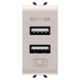 USB CHARGER - A+A TYPE - 3A - SATIN NATURAL BEIGE - 1 MODULE - CHORUSMART