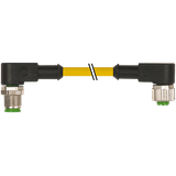M12 male 90° / M12 female 90° A-cod. PUR 5x0.34 ye UL/CSA+drag ch. 3m
