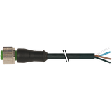 M12 female 0° A-cod. with cable PUR 4x0.34 bk 1m PU = 50