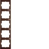 Frame 5gang vertical Arsys brown, glossy