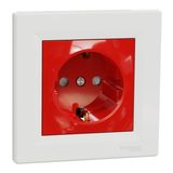 Socket Outlet Asfora Single Side Earth 16A Shuttered White Red