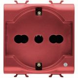 ITALIAN/GERMAN STANDARD SOCKET-OUTLET 250V ac - FOR DEDICATED LINES - 2P+E 16A DUAL AMPERAGE - P30-P17 - 2 MODULES - RED - ANTIBACTERIAL - CHORUSMART