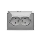 Double compact socket outlet with earthing IP44 version and shutters - transparent flap, 16A, Screw, white