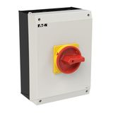 P3 Main switch, 80 A,Surface mounting, 3 pole, Form I5/SVB, Red, Door 