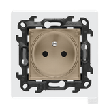 Single socket outlet with earthing for IP44 version with frame seal, without shutters, (module), Simon 24, IP44, 16A, champagne matt, Flap color: Transparent
