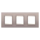 LUX INTERNATIONAL PLATE - IN GLASS - 2+2+2 MODULES HORIZONTAL - PERLY GRAY - INNER FRAME MATT LIGHT BRONZE - CHORUSMART