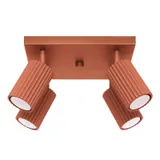 CEILING LAMP WITH FOUR SPOTLIGHTS ON A SQUARE RED CARBON ROSETTLE 4XGU10