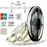 LED strip SMD5050 RGB, 120LED/m, 28,8W/m, 1120lm/m, IP54, DC 24V, 12mm, 5m
