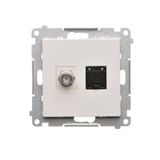 Aerial socket type "F" + computer socket RJ45 cat.6, module, light gray matt