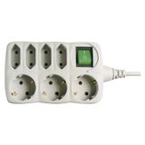 Extension Cord 1.5 m / 7 sockets / switch / black / PVC / 1 mm2