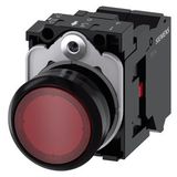 Illuminated pushbutton, 22 mm, round, plastic, red, pushbutton, flat, momentary contact type, with holder, 1NC, LED module with integrated  3SU1106-0AB20-3CA0-Z Y15