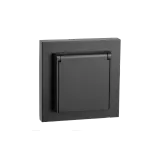OUTLET FLUSH MOUNTED SINGLE WITH LID IP44 BLACK 6-PACK