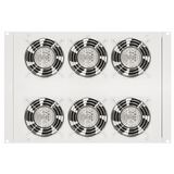 Roof fan-unit with 6 fans and thermostat, 19", 8U, RAL7035