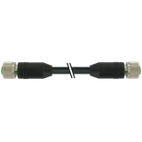 M12 female 0° / M12 female 0° A-cod. PUR 8x0.34 bk 7m