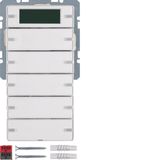 Push-button 5gang, w. labelling fields, room therm., displ., Q.1/Q.3, 