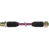 M12 male 0° / M12 female 0° A-cod. PUR AWG24+22 shielded bk UL/CSA+dra